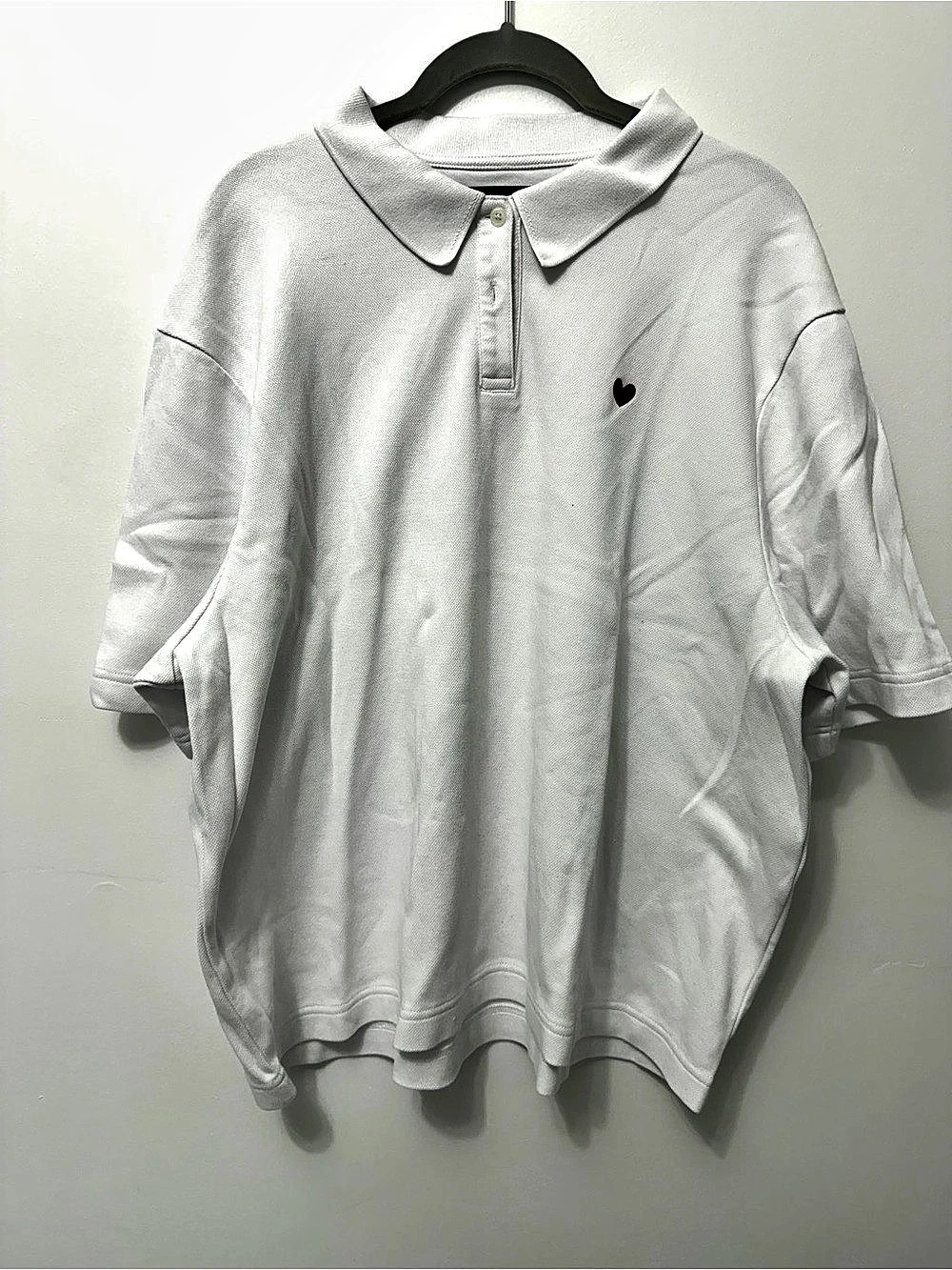 Oak + Fort Oversized Boxy Polo White Size Large